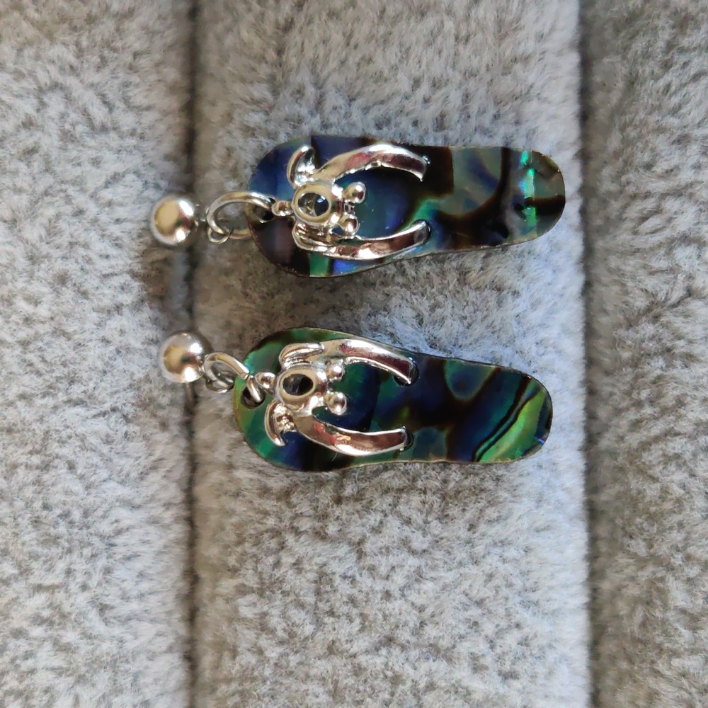 Colorful Flip Flop Earrings with Tiny Turtles